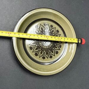 Fashion Manor Saracen Stoneware Plate Olive Green Floral Mandala Japan Vintage